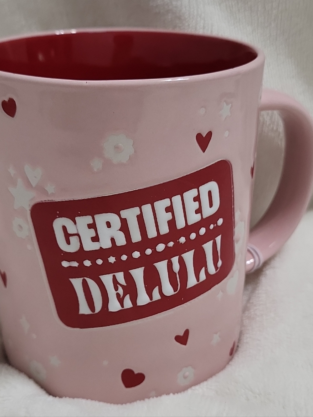 Certified Delulu Pink Ceramic Mug with Red Interior - Picture 7 of 11